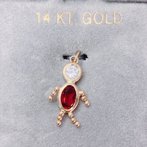 VTG 14K Gold July Birthstone Charm Pendant Necklace Petite Minimalist Dainty - Picture 5 of 13